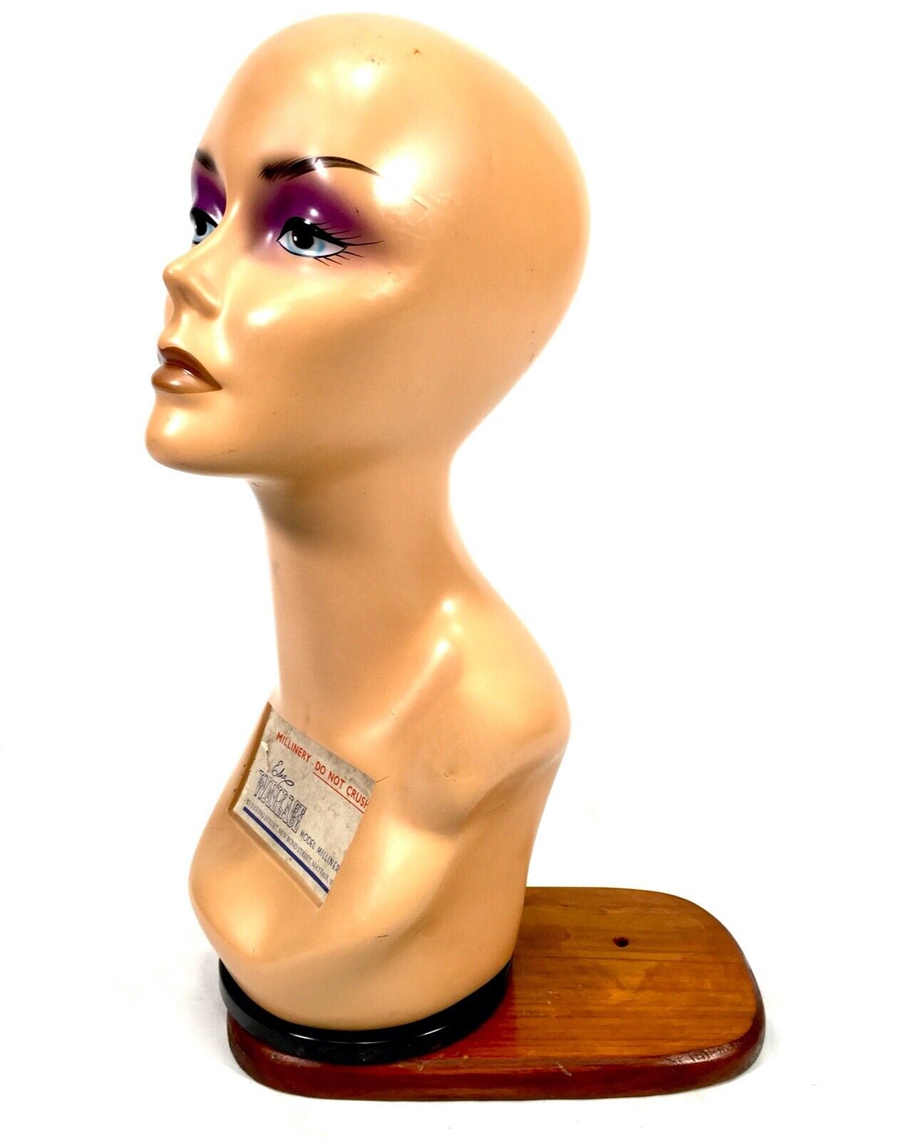 Antique Advertising - 1950s Art Deco Countertop Mannequin Head Hat Shop Display