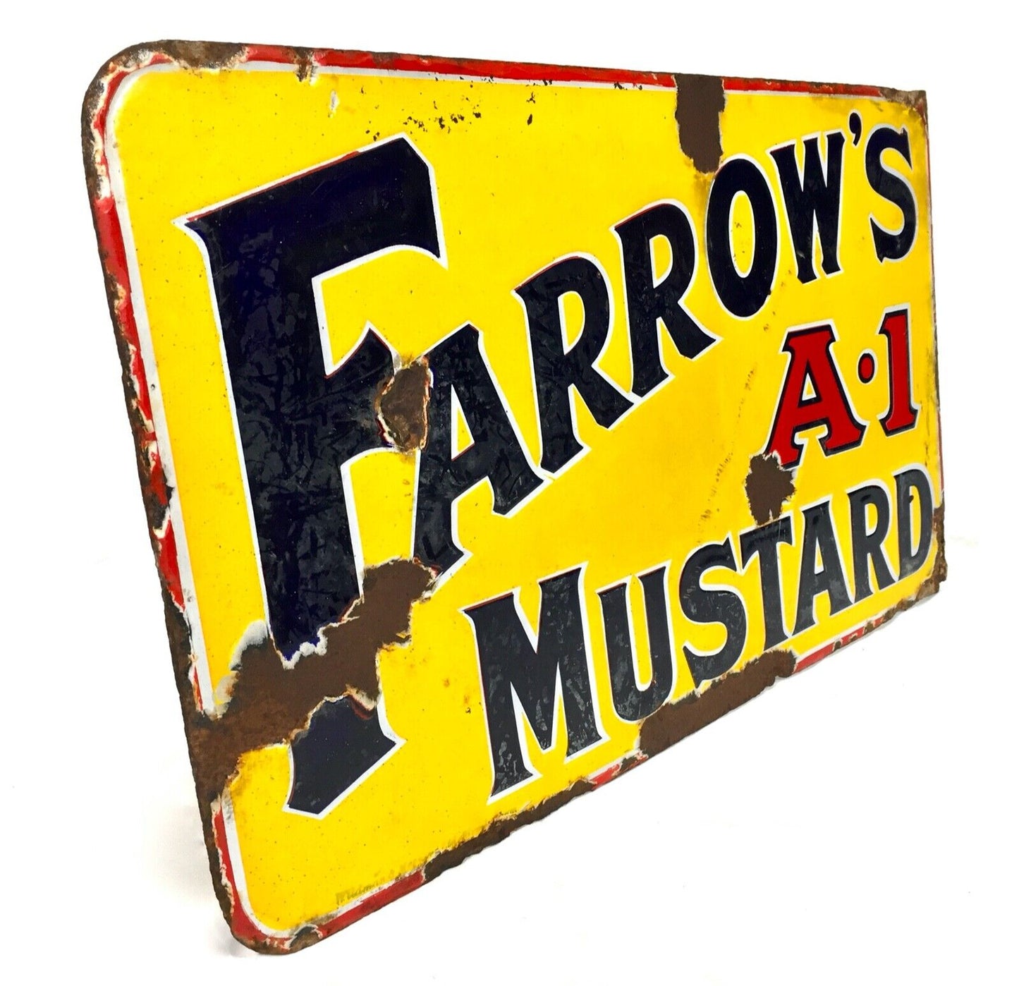 Antique Advertising - Enamel Sign for Farrows A1 Mustard / Double Sides / c.1910