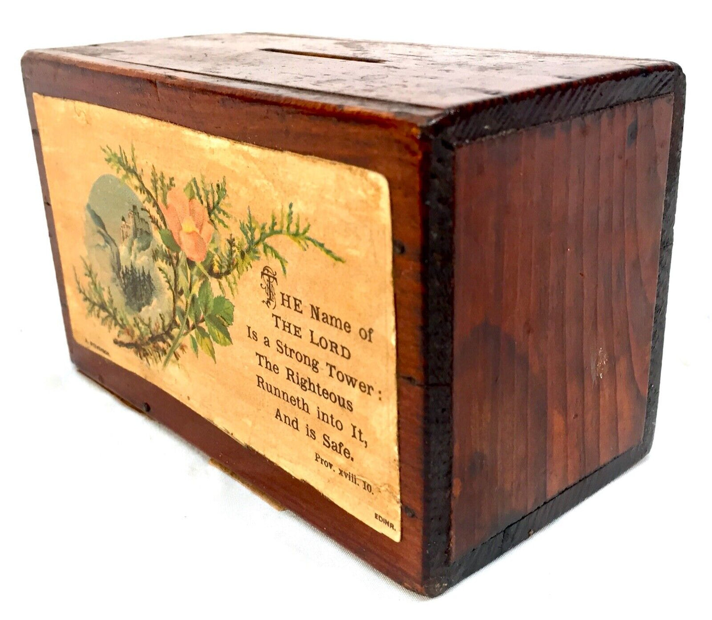 Antique Wooden Church Missionary Society Box Collection / Offering Box c.1900.