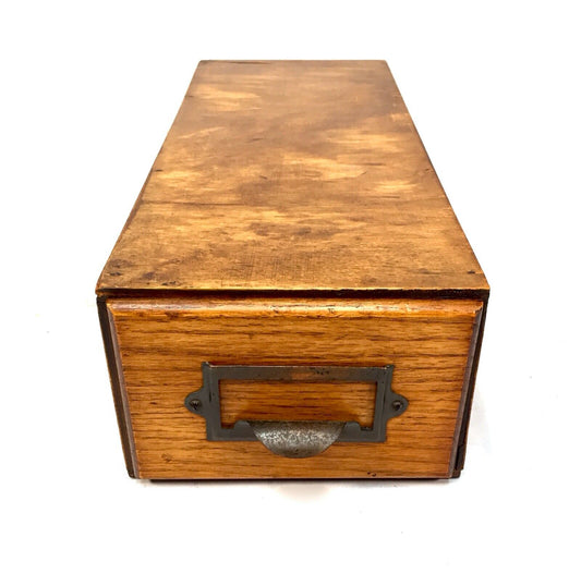 Antique Wooden Desktop Oak Stationery Index Filing Card Cabinet Box c.1920