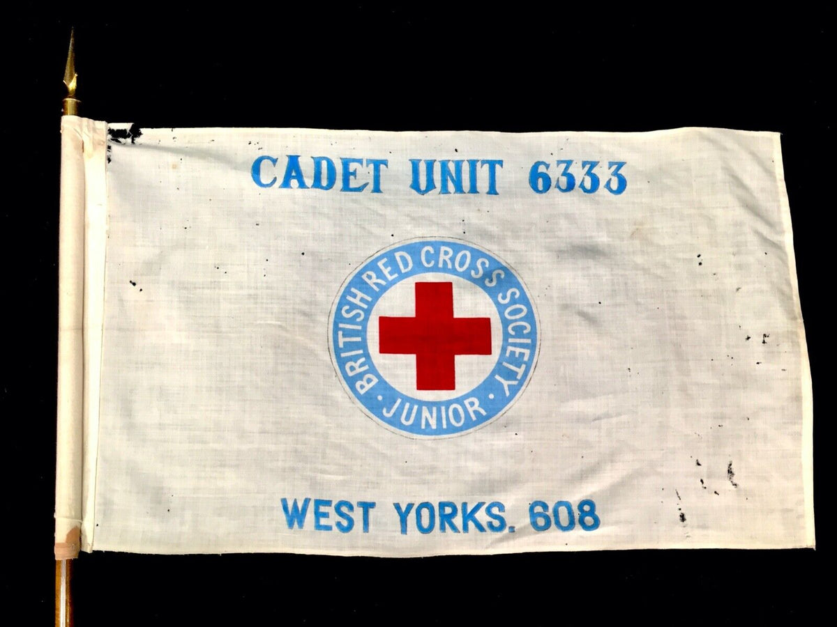 Old Robe Flag Antique Flag - Junior British Red Cross Parade on Original Wooden Flag ...
