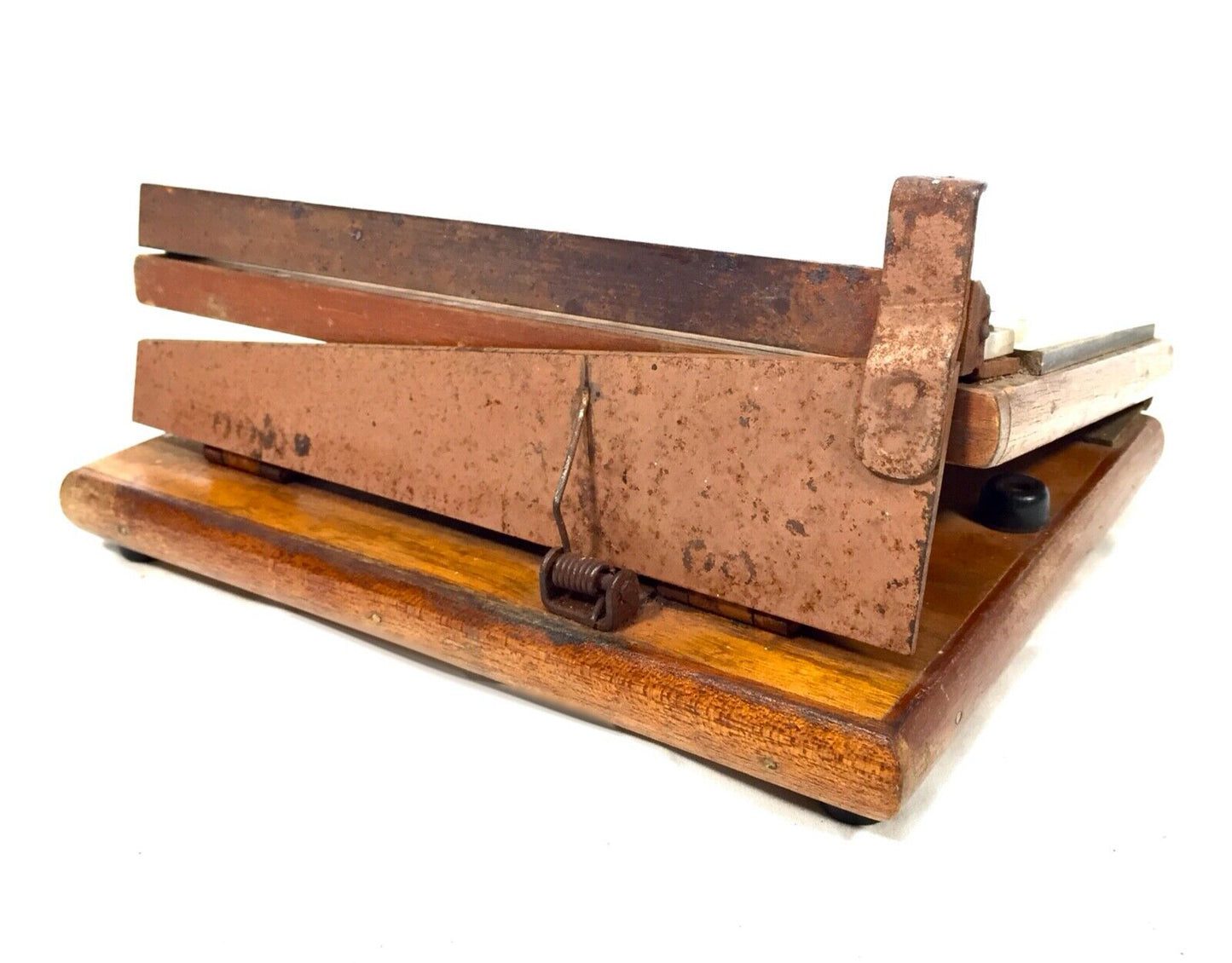 Antique Wooden Desk Tabletop Stationery Paper Guillotine / Cutter by Merrett