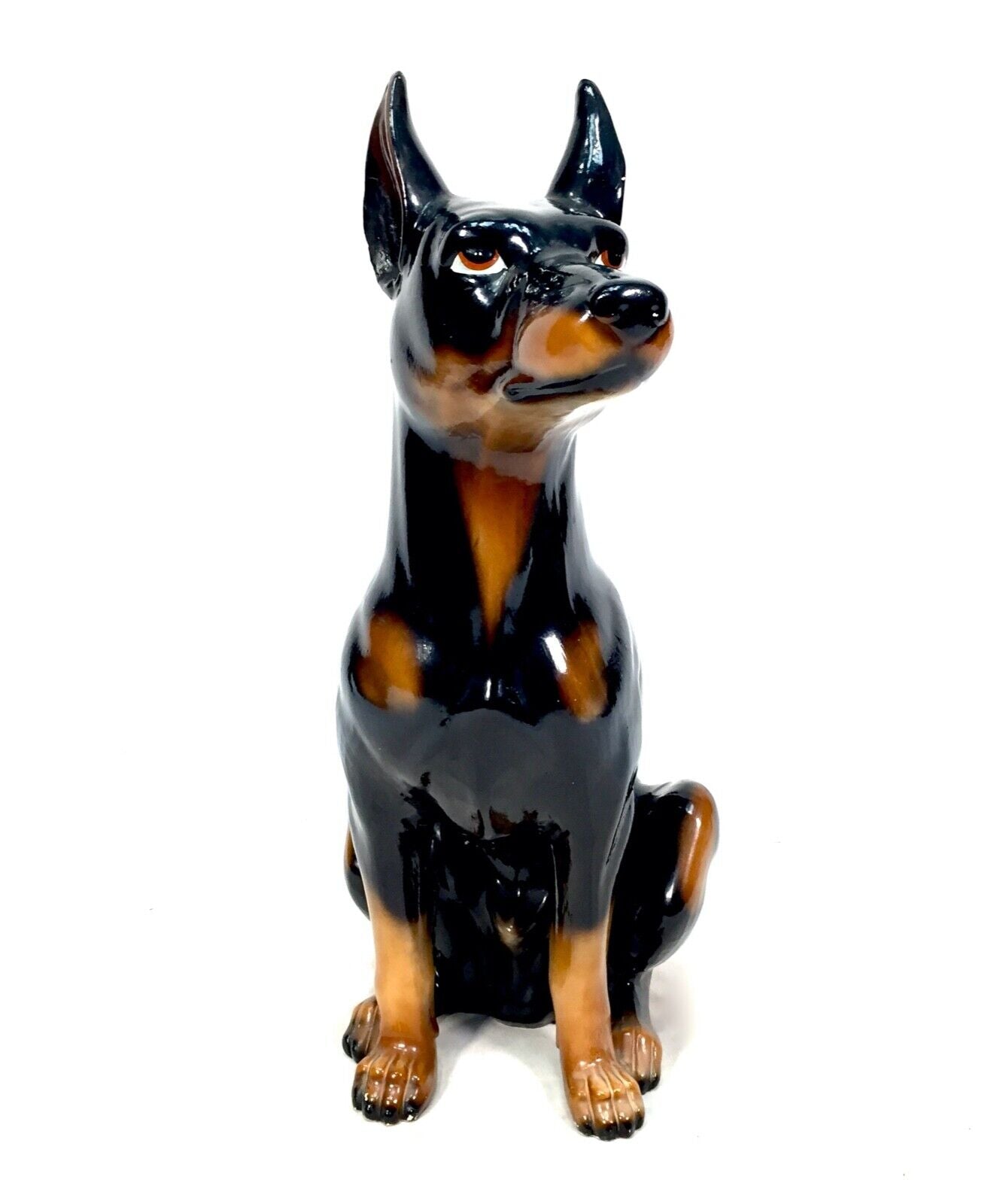 Vintage Mid Century Tabletop Ceramic Doberman Dog Statue / Sculpture / Antique