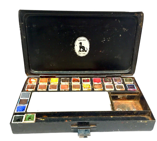 Vintage 20th Century Reeves Watercolour Artists Box / Paints Tin & Boxed Antique