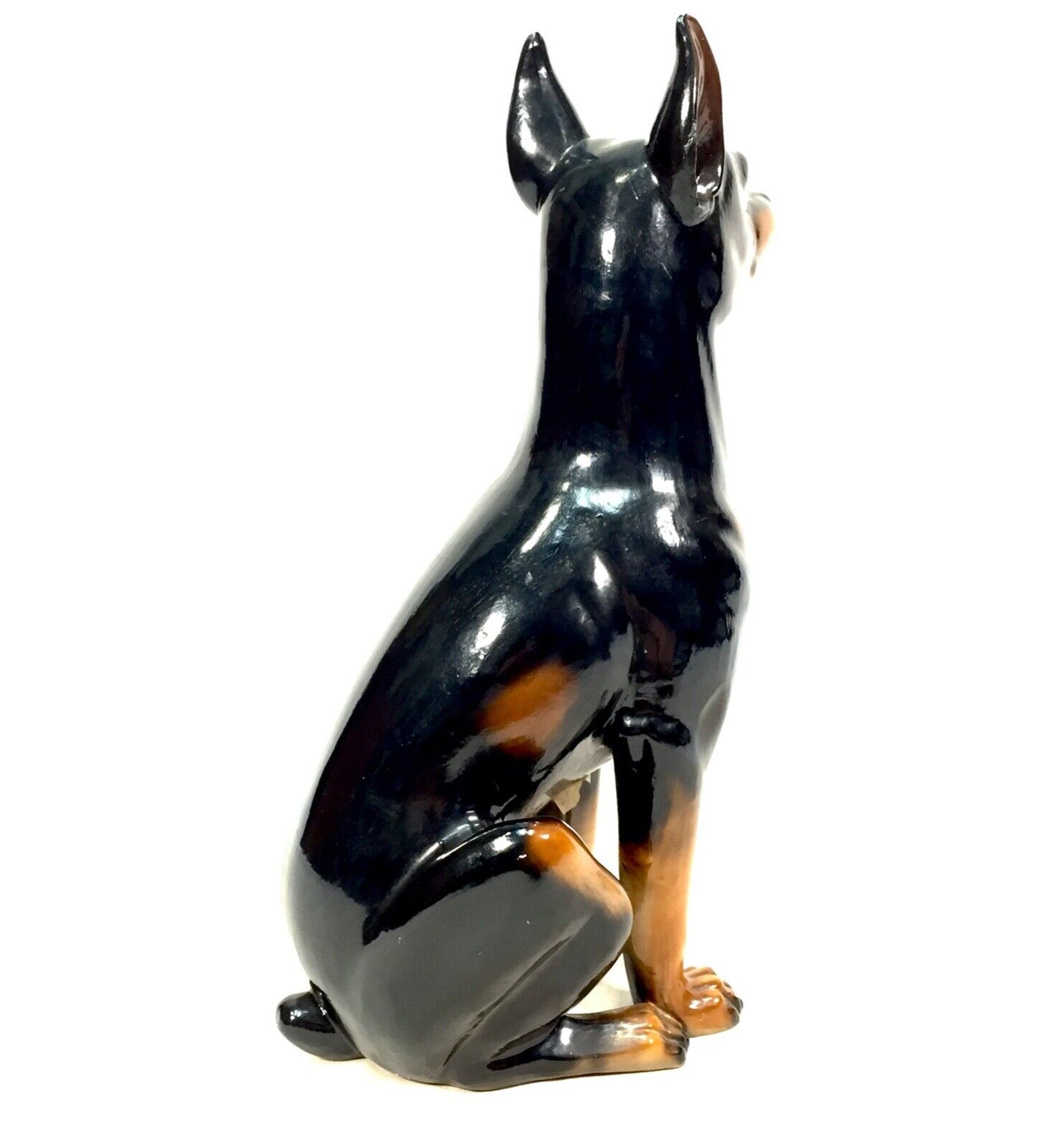 Vintage Mid Century Tabletop Ceramic Doberman Dog Statue / Sculpture / Antique