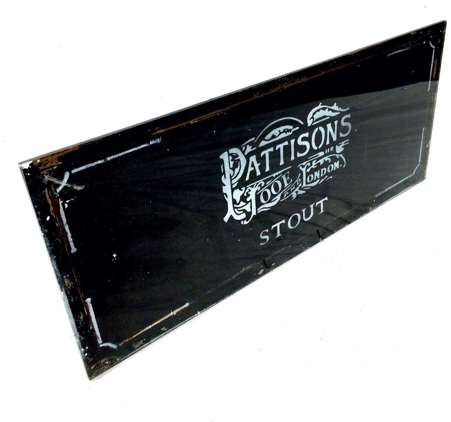 Vintage Glass Window Sign -  Salvaged - Pattisons Stout London / Brewery