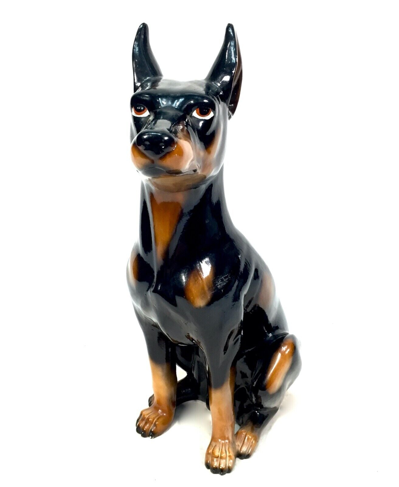 Vintage Mid Century Tabletop Ceramic Doberman Dog Statue / Sculpture / Antique