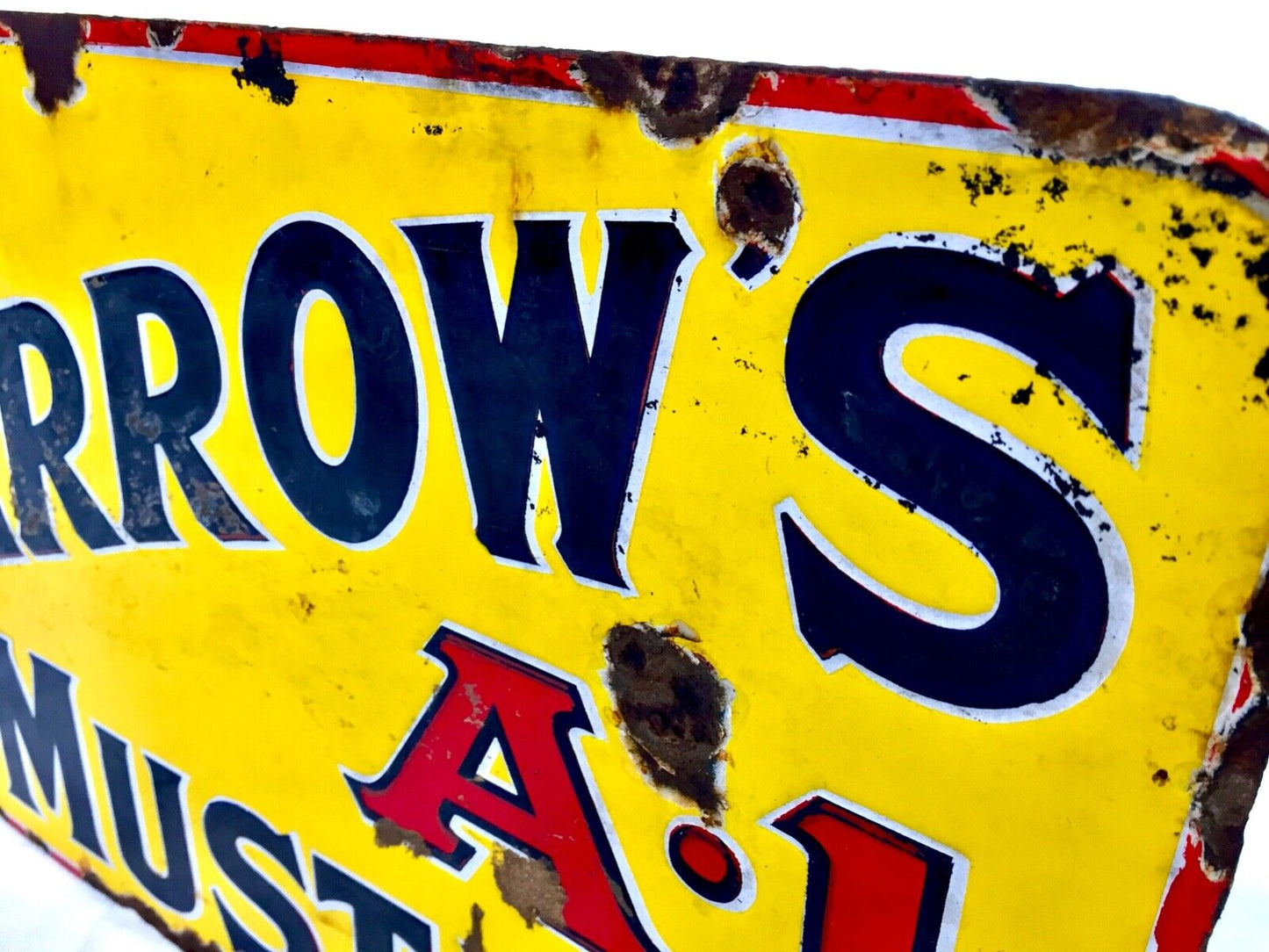 Antique Advertising - Enamel Sign for Farrows A1 Mustard / Double Sides / c.1910