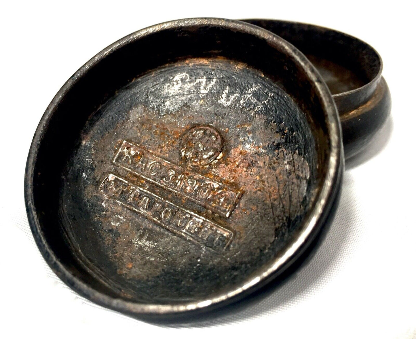 Antique Early 20th Century Hand Made Iron Snuff / Pill Pot / Box / Trinket c1914