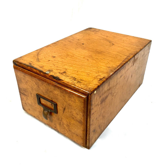 Antique Wooden Desktop Oak Stationery Index Filing Card Cabinet Box c.1920