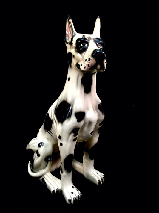 Vintage Large Life Size Great Dane Ceramic Dog Statue / Sculpture / Antique