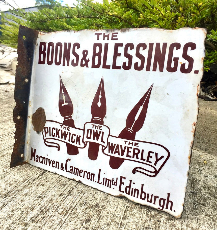 Antique Advertising - Waverley Pens Enamel Sign for Macniven & Cameron c.1910