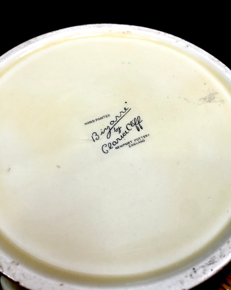 Clarice Cliff Alton Green Hereford Biscuit Barrel Shape Art Deco Pottery Antique