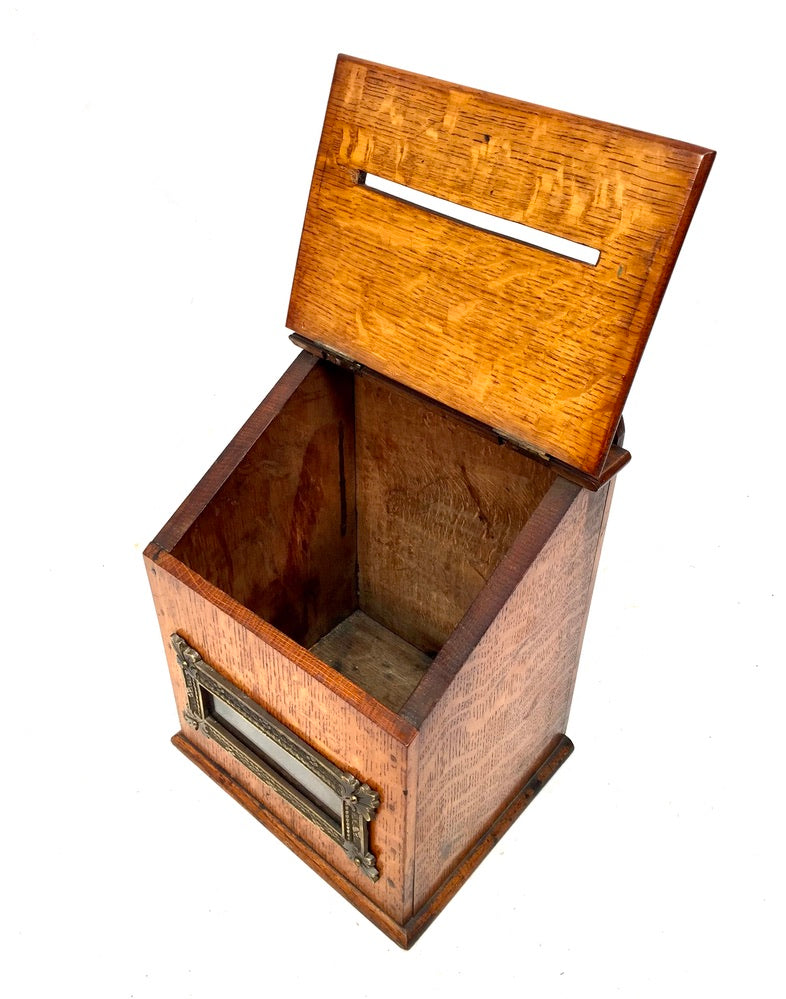 Antique Victorian Oak Country House Wooden Letter / Post Box / Stationery c.1900