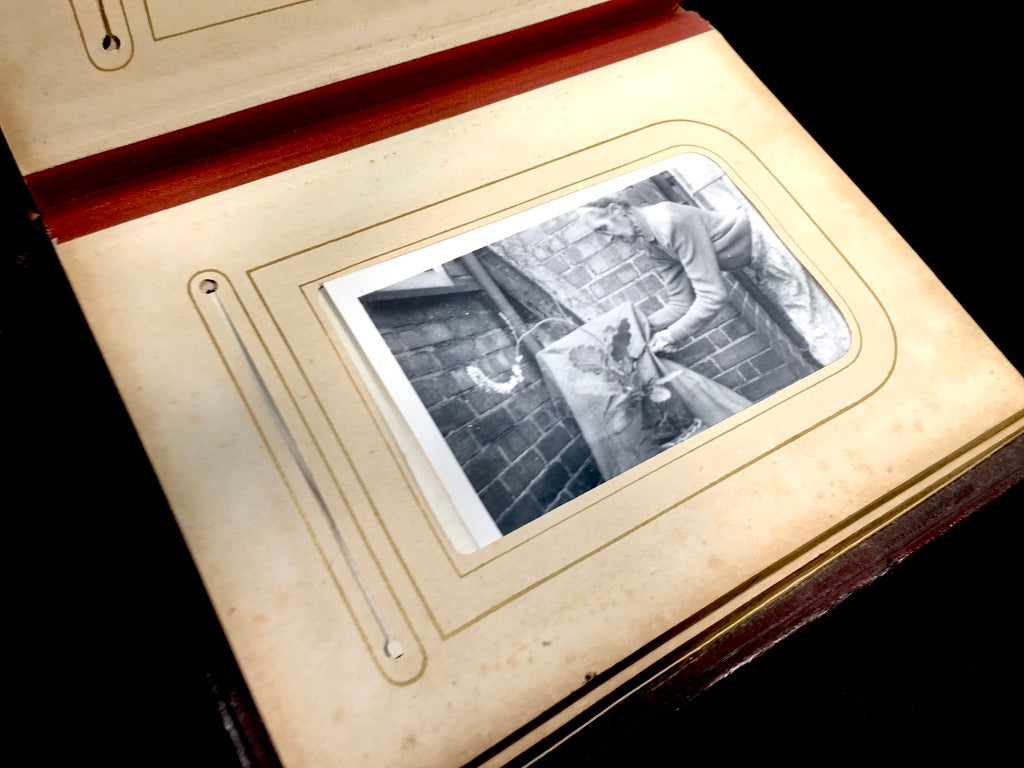 Antique 19th Century Victorian Brown Leather Bound Photo Album Book c.1890