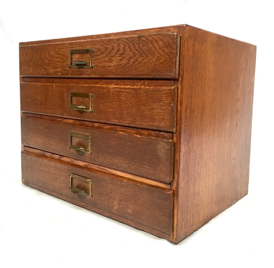 Antique Tabletop Wooden Chest of Drawers / Filing Storage Box Collectors Cabinet