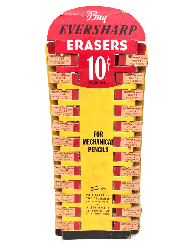 Antique Advertising Eversharp Mechanical Pencil Erasers Shop Display Showcard