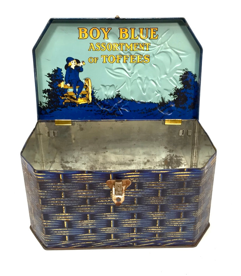 Antique Advertising 1930s Boy Blue Assortment of Toffees Tin by G.W. Horner & Co