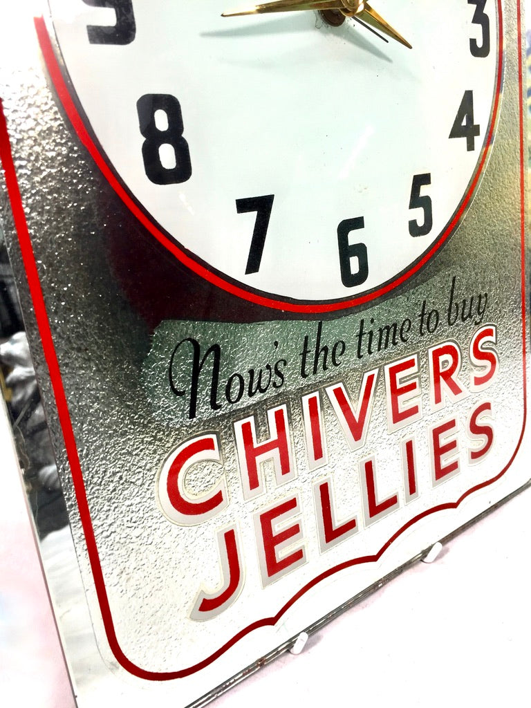 Antique Advertising - Chivers Jellies 1940s Smiths Electric Clock Sign / Working