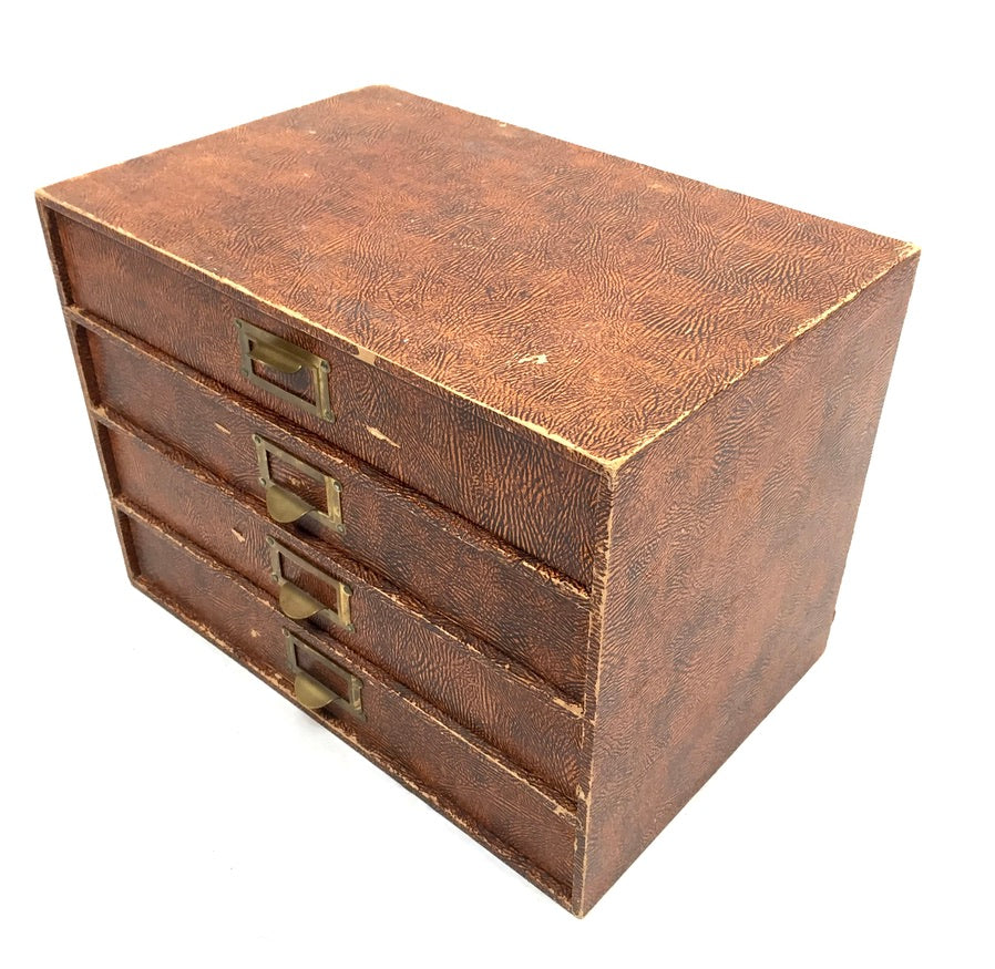 Vintage Tabletop Desk Stationery Paper Filing Cabinet Chest of Drawers Box c1950