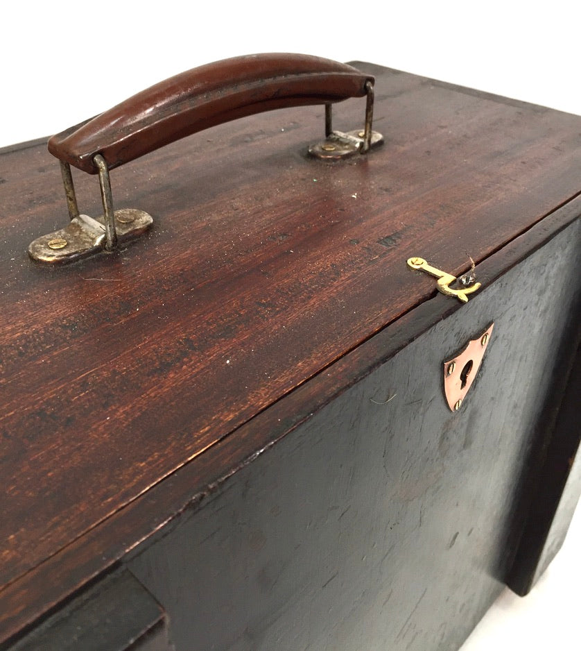 Antique Wooden Engineers Toolbox / Tool Box / Collectors Cabinet / Storage Box