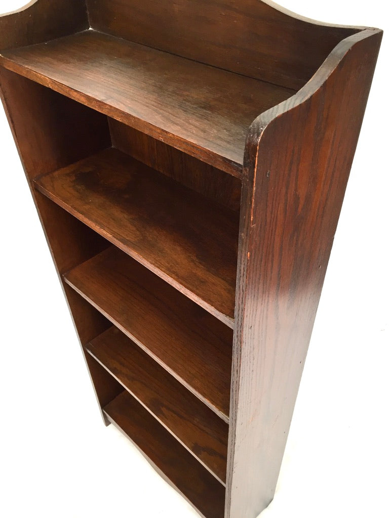 Antique Wooden Oak Bookcase / Book Shelf Display Rack Freestanding c.1950