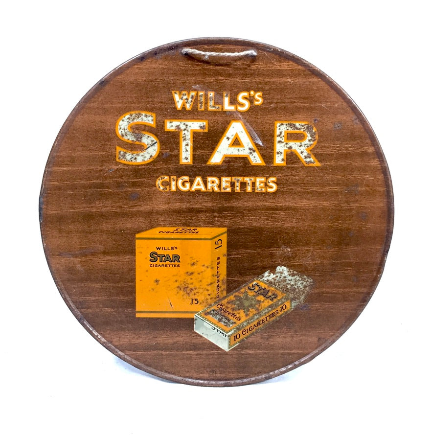 Antique Advertising - Early 20th Century Tin Wall Sign for Wills Star Cigarettes