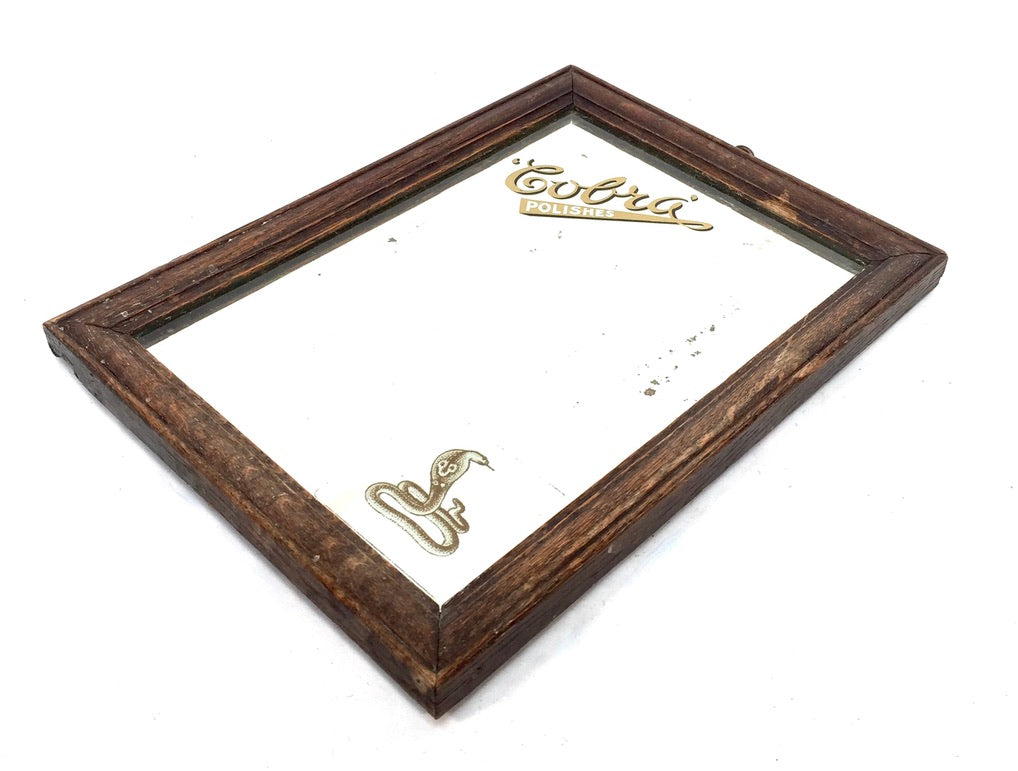 Antique Advertising - Cobra Polishes Pictorial Framed Mirror Sign Tabletop 1930s