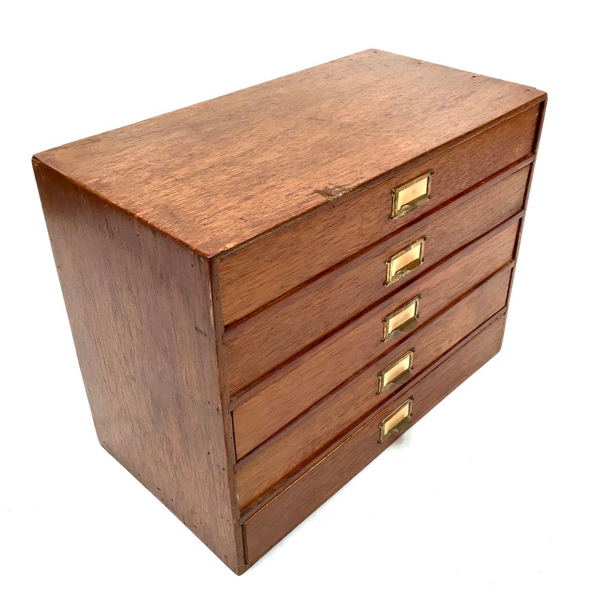 Antique Desktop Wooden Chest of Drawers / Filing Storage Box Cabinet c.1950
