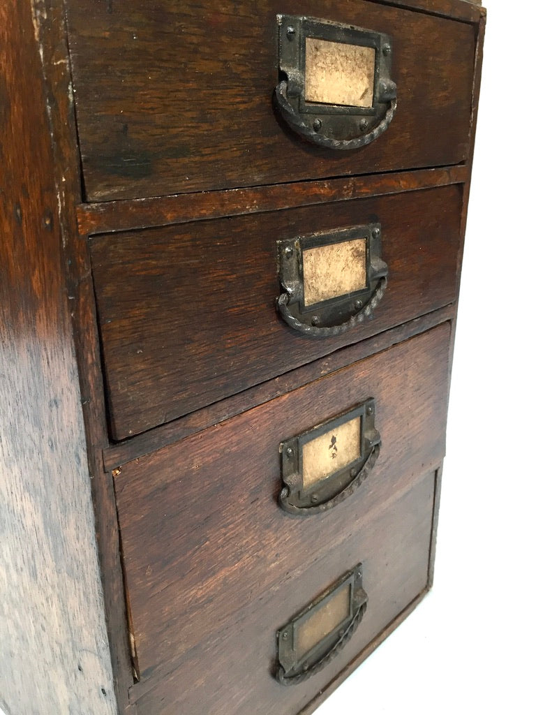 Antique Advertising - Oak Wooden Tabletop Haberdashery Shop Drawers c.1900