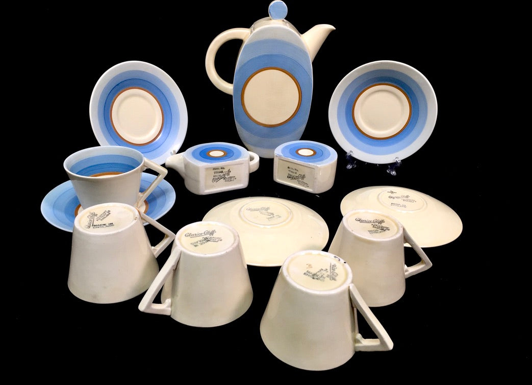 Clarice Cliff - Bonjour Shape Coffee / Tea Set / Art Deco Pottery / Antique