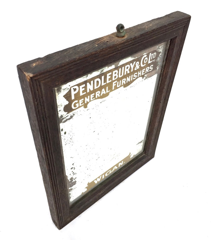 Antique Advertising - Mirror for Pendlebury & Co. Furnishers Wigan / Sign c.1900