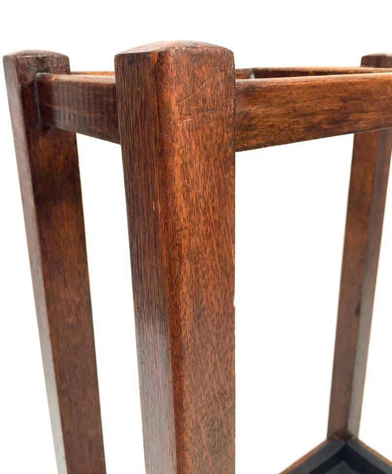Antique Entrance Hall Oak Wooden Stick and Umbrella Stand Holder c.1930