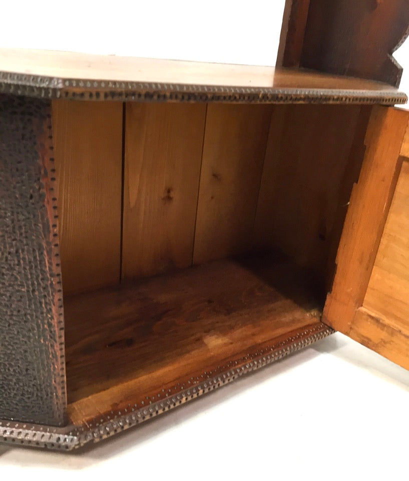Antique Wooden Poker Work Wall Hanging / Tabletop Shelf / Cabinet / Box