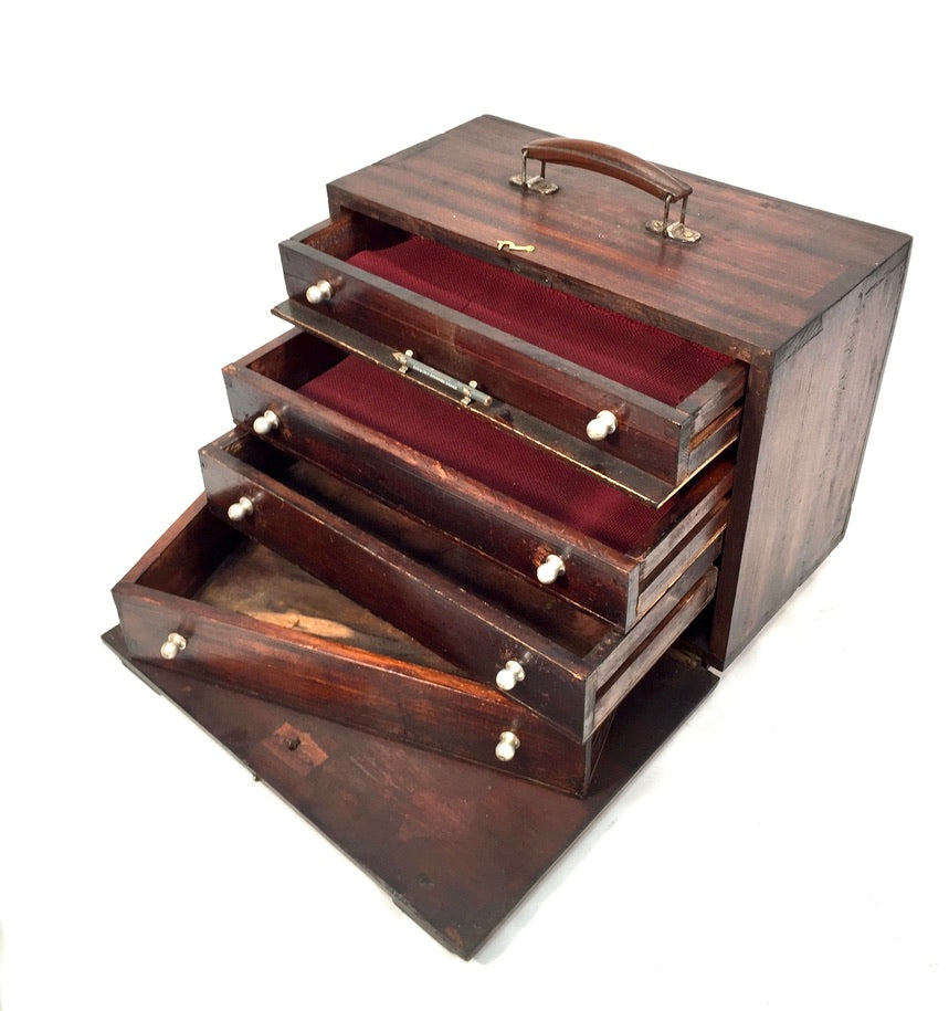 Antique Wooden Engineers Toolbox / Tool Box / Collectors Cabinet / Storage Box