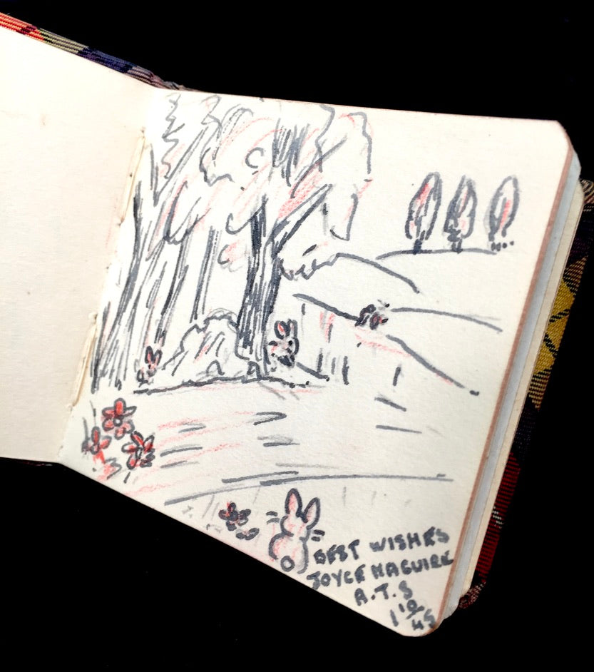 Antique 1920s Scottish Artist Sketch Book / Art Album / Diary with Drawings