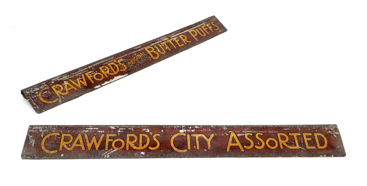 Antique Advertising Crawford & Sons Biscuits Tin Lithograph Shop Shelf Signs
