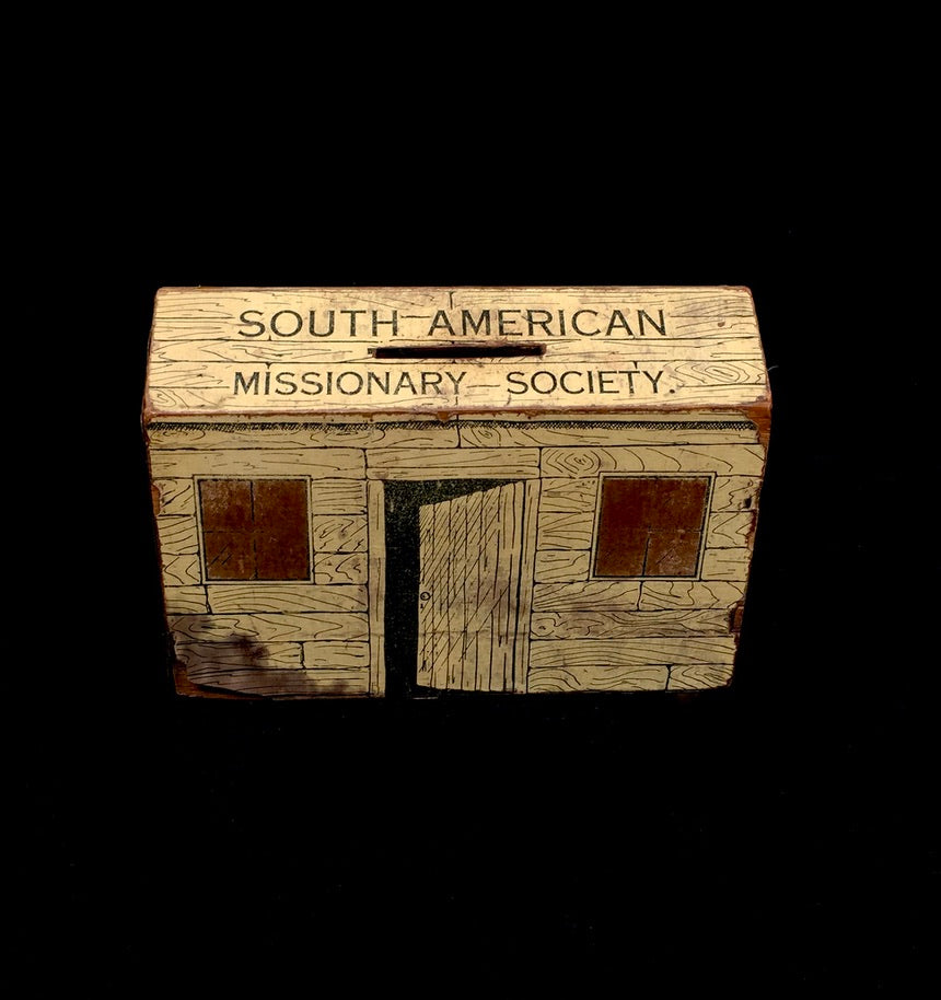 Antique Wooden South American Missionary Society Collection Offering Box c.1900