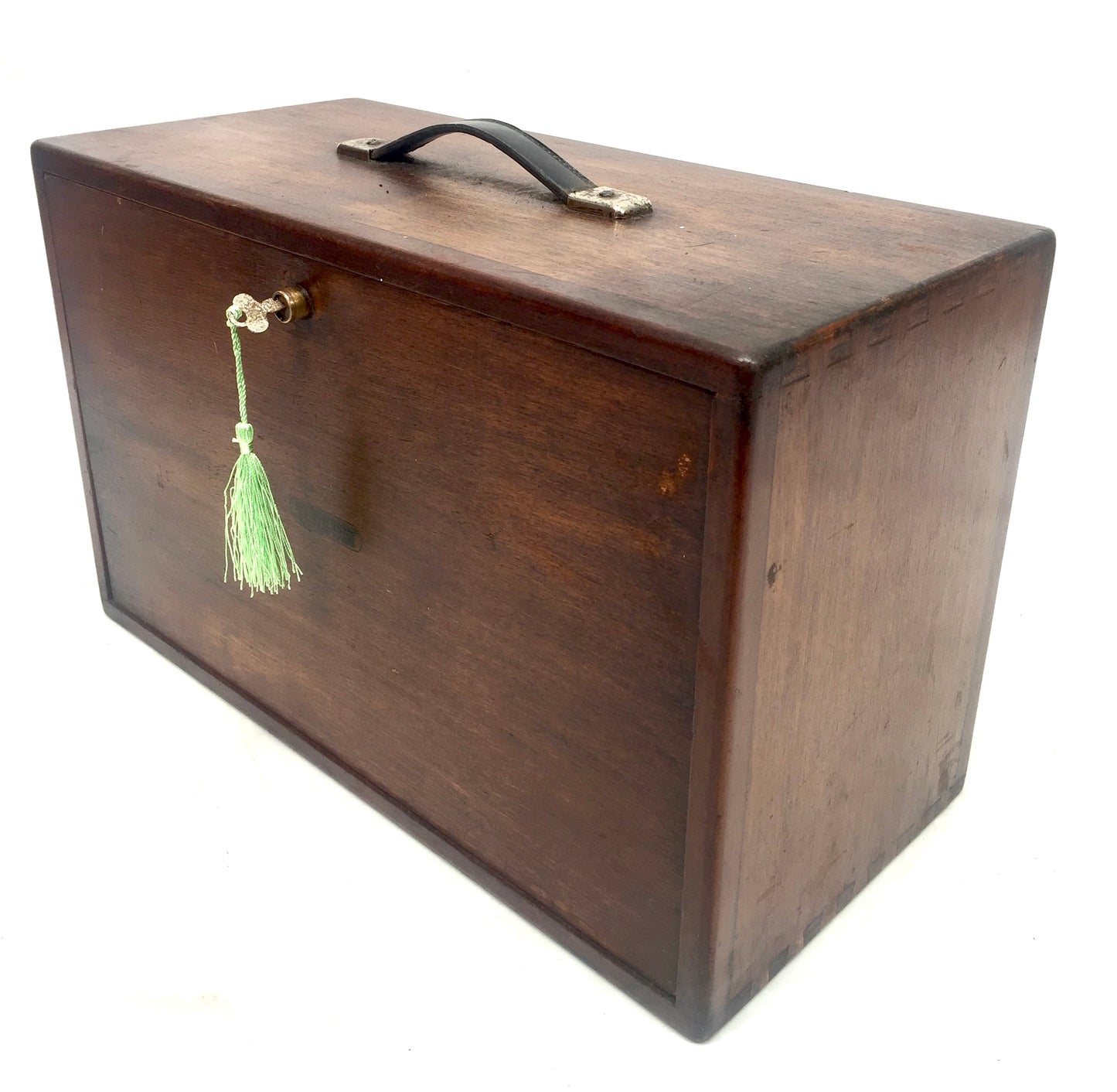 Antique Wooden Union Engineers Toolbox / Tool Box Collectors Cabinet with Key