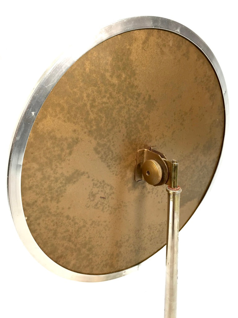 Antique Mid 20th Century Tabletop Vanity Mirror on Brass Stand / Retro / Vintage