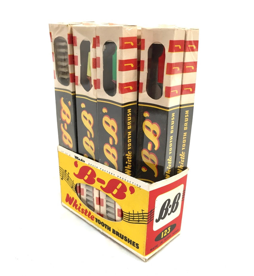 Antique Advertising - B-B Band Whistle Toothbrush Shop Display Box c.1950