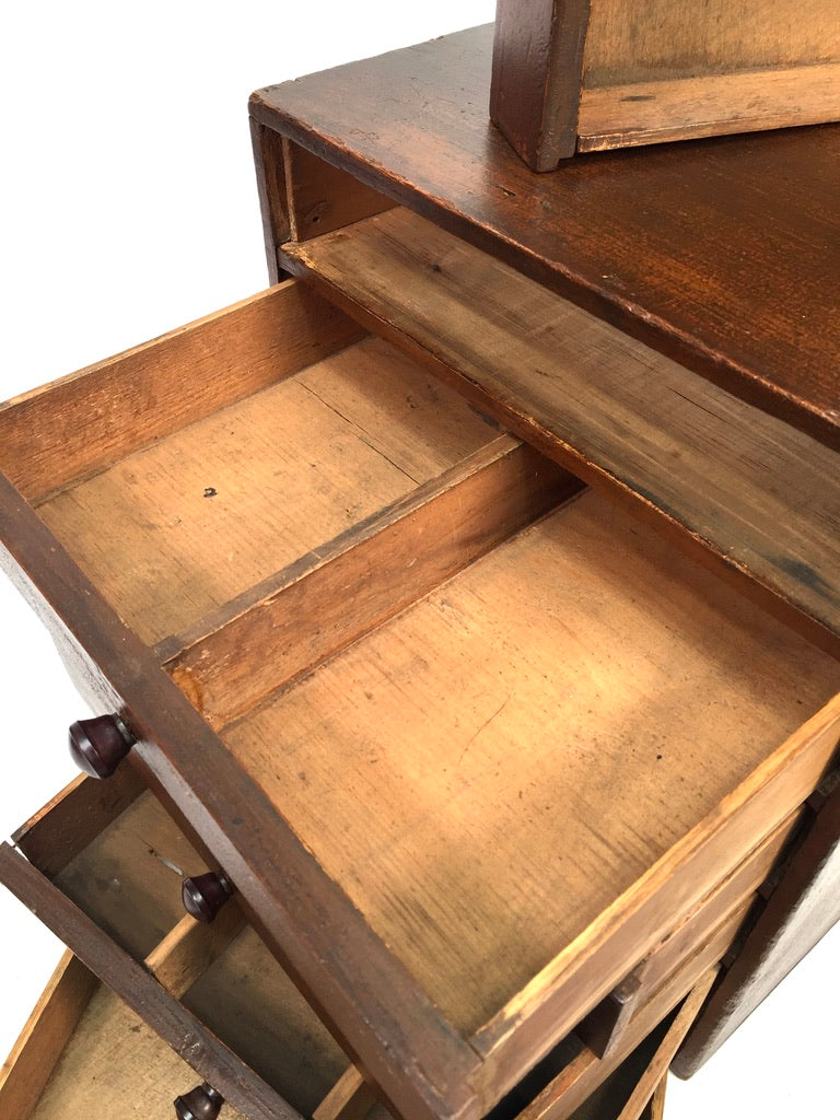 Antique Tabletop Wooden Chest of Collectors Drawers / Storage Box / Cabinet