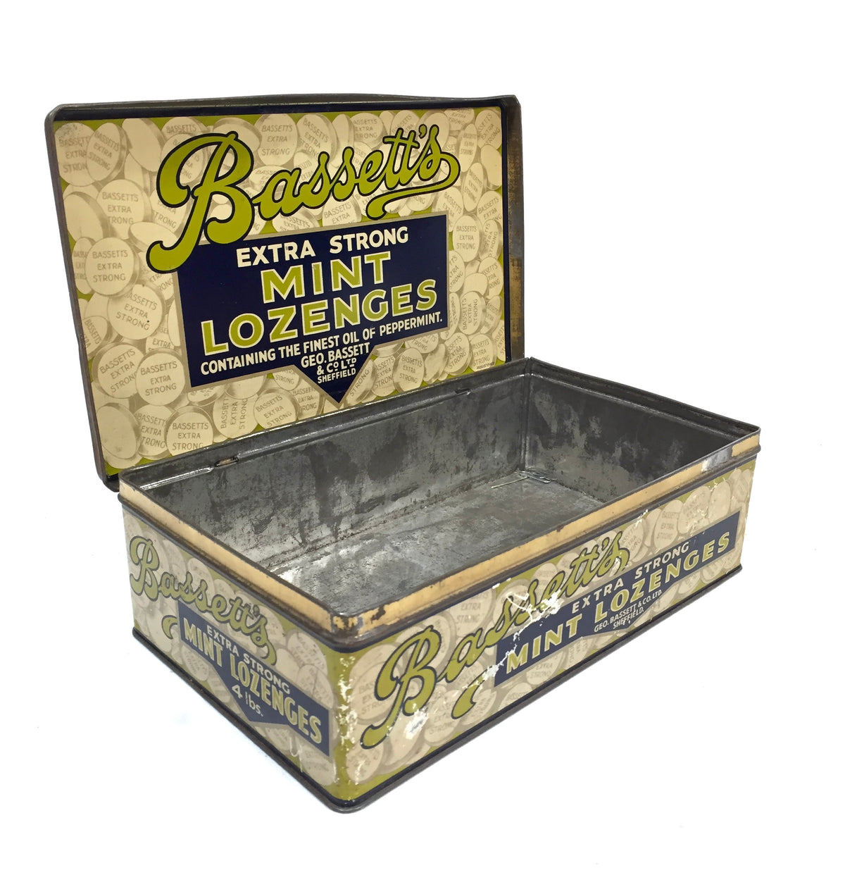 Antique Advertising - Bassets Mint Lozenges Confectionery Shop Display Box Tin