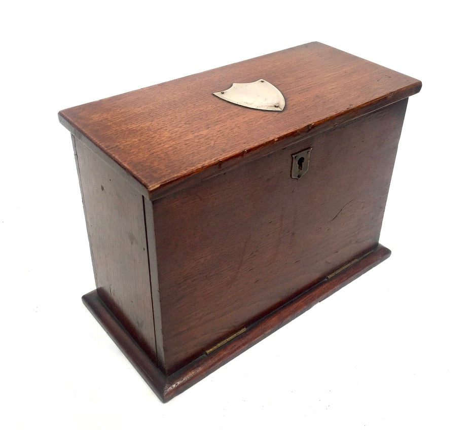 Antique Victorian Oak Wooden Desktop Stationery Box / Cabinet Writing Slope 1900