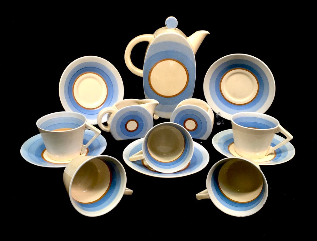 Clarice Cliff - Bonjour Shape Coffee / Tea Set / Art Deco Pottery / Antique