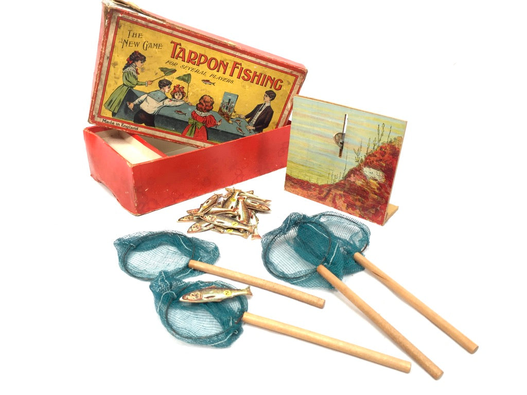 Antique Tabletop Victorian Tarpon Fishing Parlour Game in Original Box / c.1895