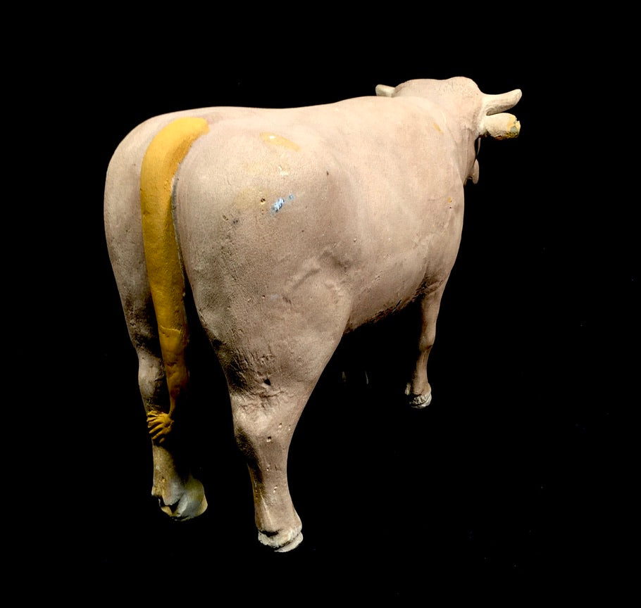 Antique Butchers Shop Counter Tabletop Bull / Cow Sculpture Figurine Statue