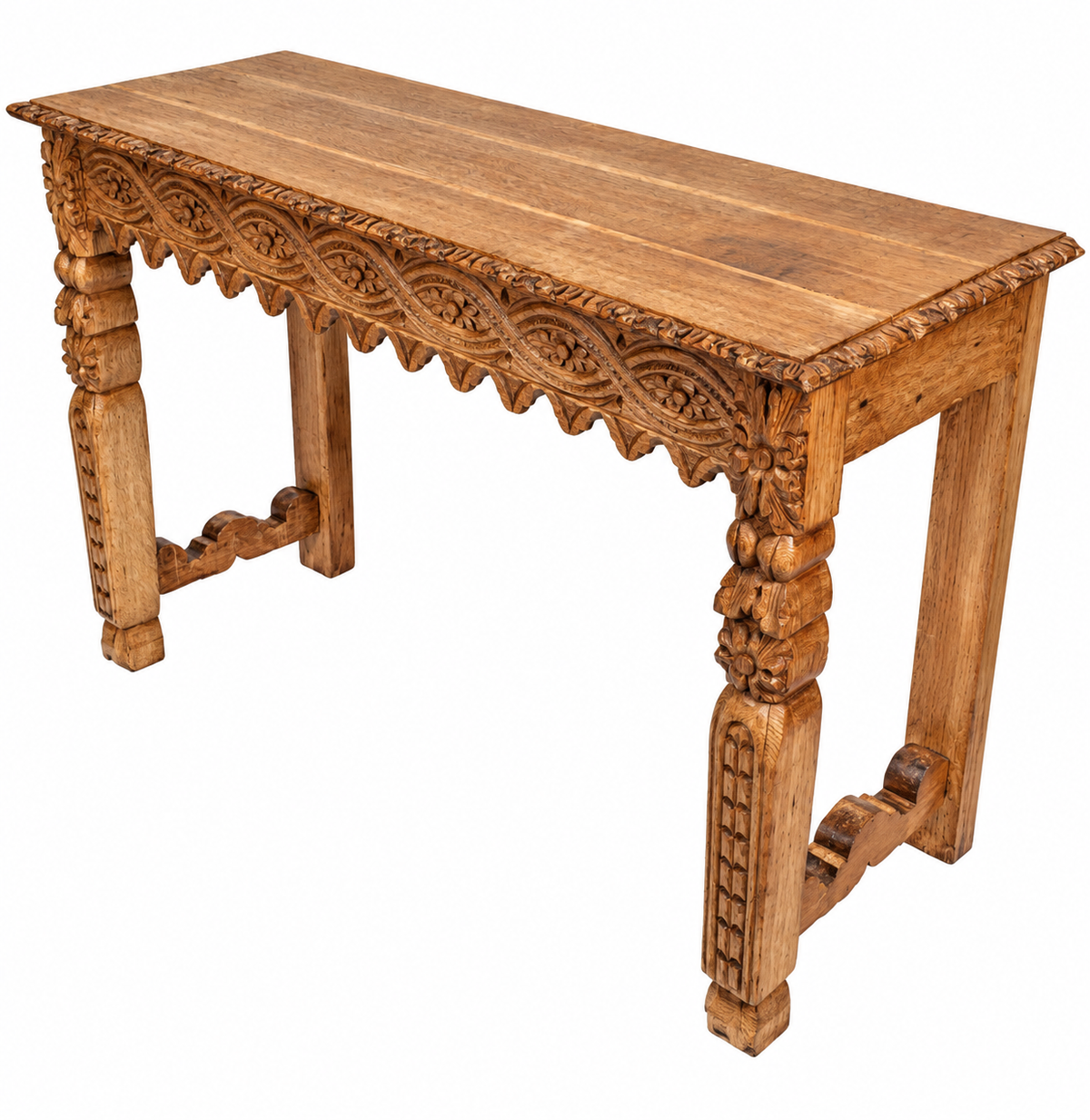 Antique 19th Century Carved Wooden Oak Entrance Hall Side Table Sideboard c.1890