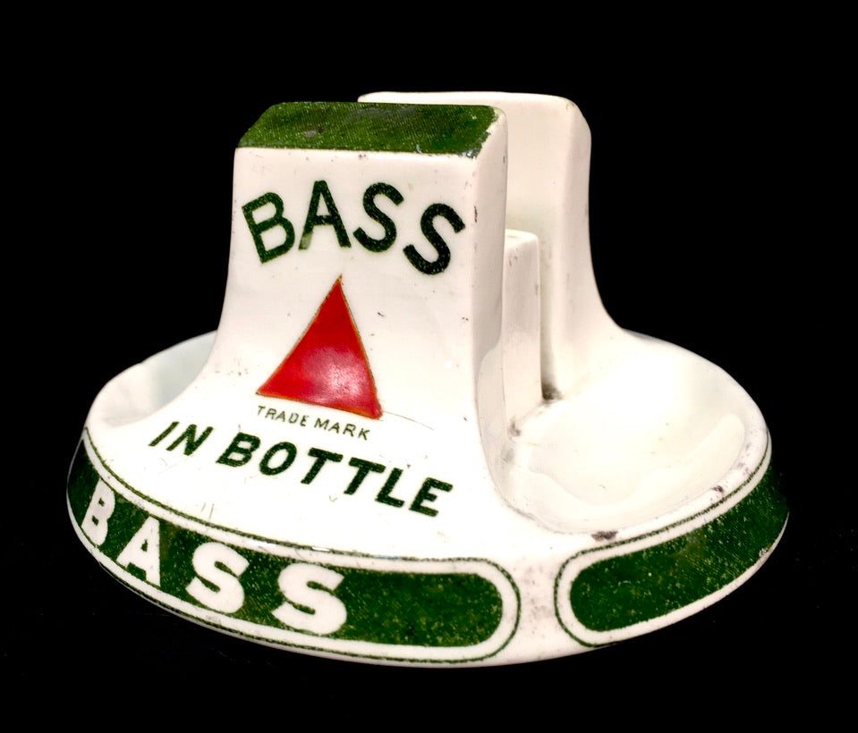 Antique Advertising Ceramic Bass in Bottle Match Box Holder & Striker - Mintons