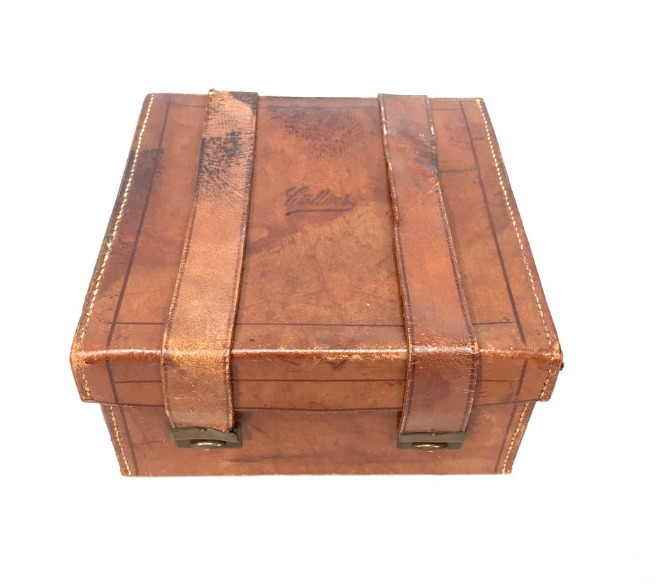 Antique Gentlemen's Leather Bound Collar Box and Stud Box with Contents c.1920